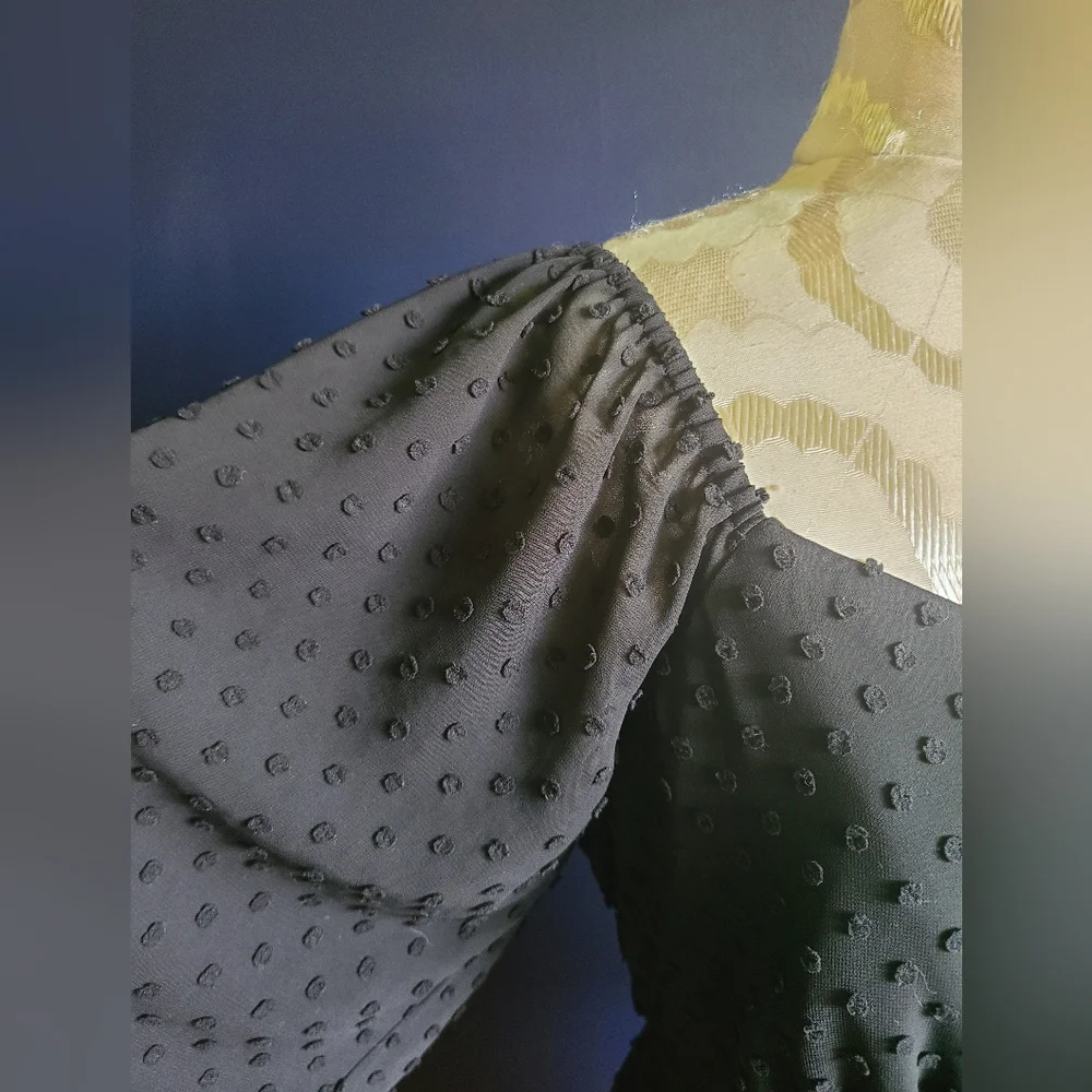 J. CREW TIERED LONG-SLEEVE MIDI DRESS IN SWISS DOT Size 12 Black - Picture 3 of 10